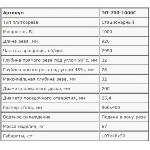 Стационарный плиткорез ЭП-200-1000С Зубр