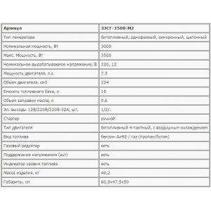 Газовый генератор ЗУБР ЗЭСГ-3500-М2