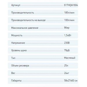 Поршневой компрессор FINI AMICO 25, 100 л/мин, 25 литров ресивер